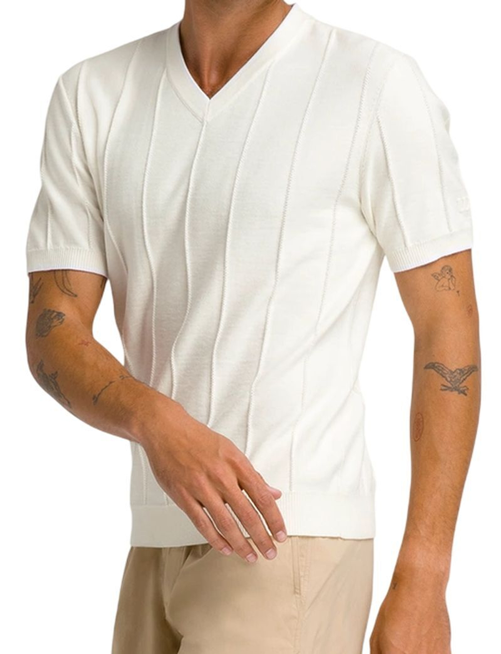 Мужская теннисная футболка Wilson Club Essex V-Neck - Бежевый