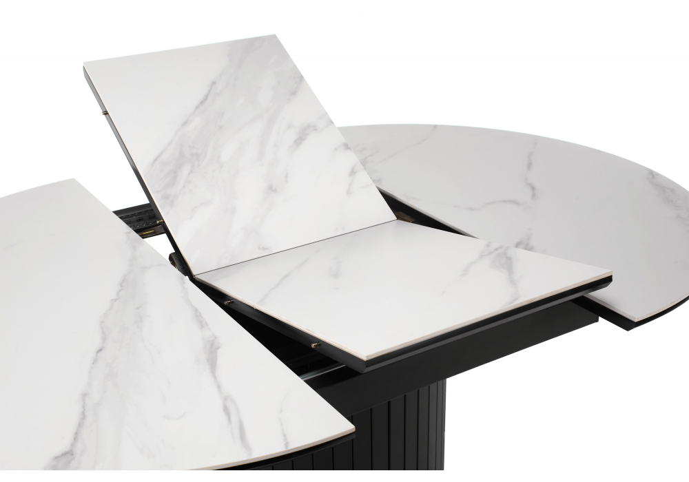 Керамический стол Woodville Лорен 100(140) snow white, черный