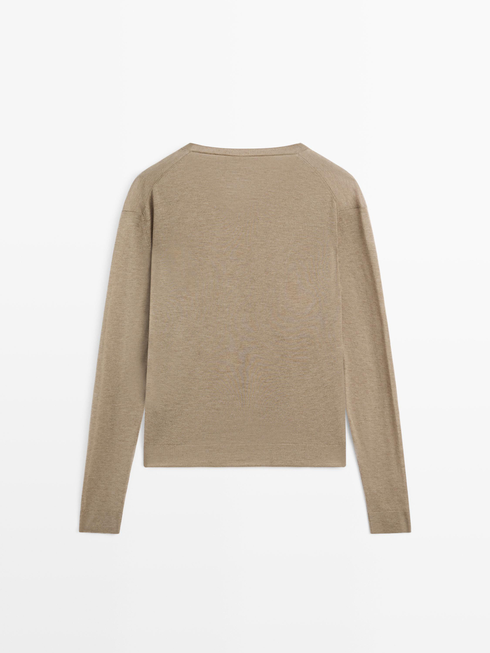 Massimo Dutti Вязаный свитер из смеси шелка и шерсти, зеленоватый