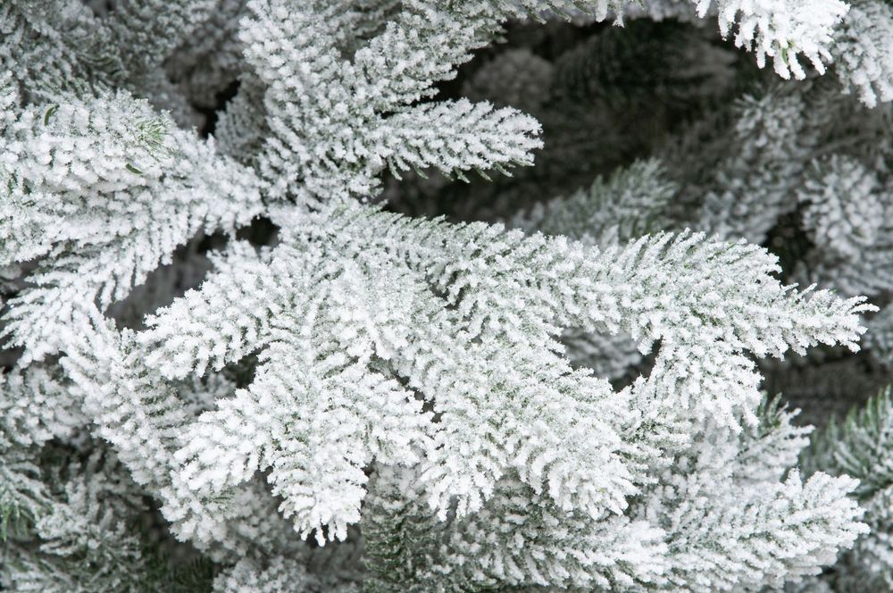 Заснеженная елка с гирляндой «Алтайская» холодный свет (Литая) 3 м