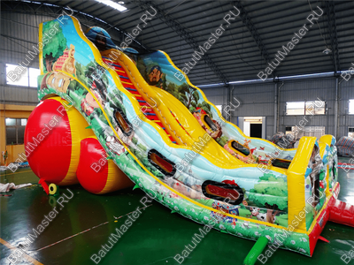 Большой надувной батут-горка "Сказочные богатыри" 13*7*10 м