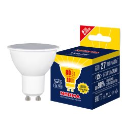 LED-JCDR-10W-WW-GU10-NR Лампа светодиодная. Форма JCDR. матовая. Серия Norma. Теплый белый свет 3000K. Картон. ТМ Volpe