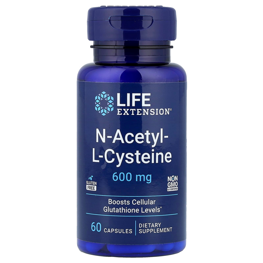 Life Extension, N-ацетил-L-цистеин, 600 мг, 60 капсул