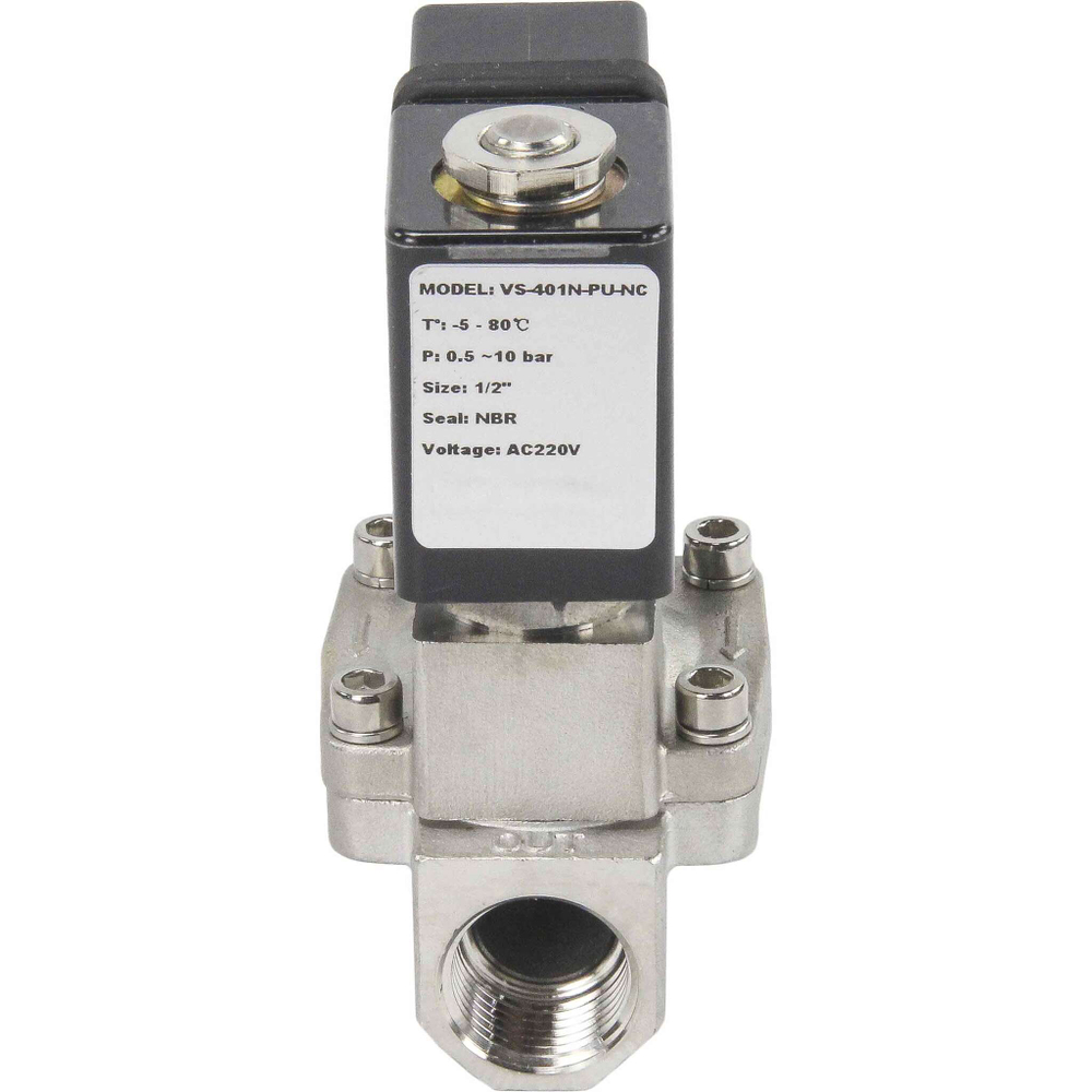 Electrovanne électrique à deux voies normalement fermée à action indirecte Elephant VS2W-401N-PU-NC G NBR 110/220V, matériau du corps - acier inoxydable AISI 304, joint - NBR