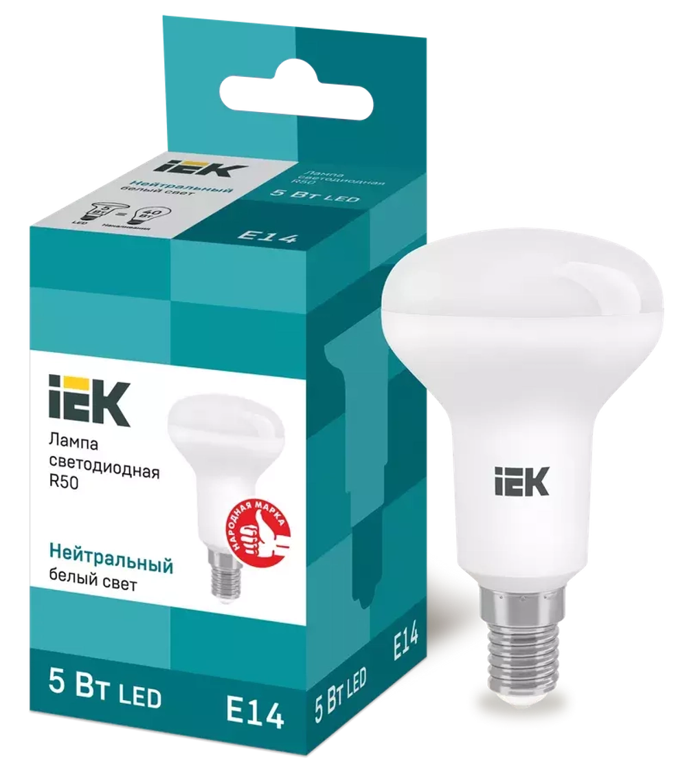 Лампа светодиодная ECO R50 рефлектор 5Вт 230В 4000К E14 IEK  LLE-R50-5-230-40-E14