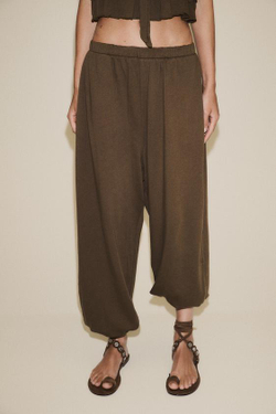 ZARA БРЮКИ-БАГГИ ИЗ ФЛИСА, КОРИЧНЕВЫЙ