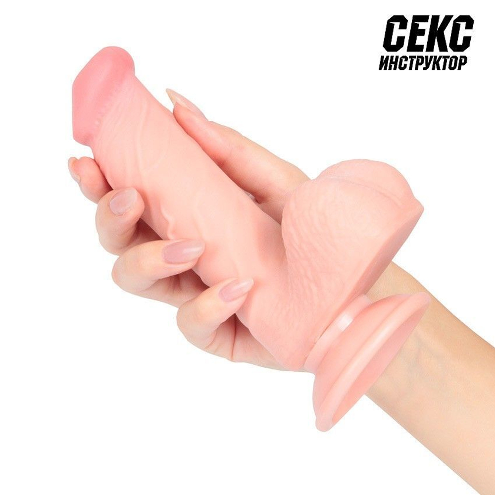 Телесный фаллоимитатор на подошве-присоске - 17,5 см. (Цвет: телесный)