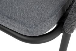 "Лион" стул плетеный из роупа, каркас алюминий серый (RAL7022) муар, роуп серый круглый, ткань серая 017