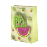 Пакет подарочный бумажный Alingar, (L+) 26х32х10 см, вертикальный, "Яркие фрукты", матов. ламинация, тиснение голография, эффект 3D, ассорти