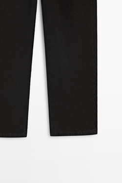 Massimo Dutti Джинсы прямого кроя с низкой посадкой и укороченными штанинами, черный