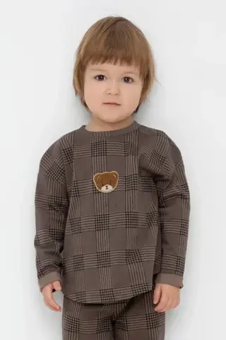 джемпер  для мальчика  КР 302564/сосновая кора,клетка к488