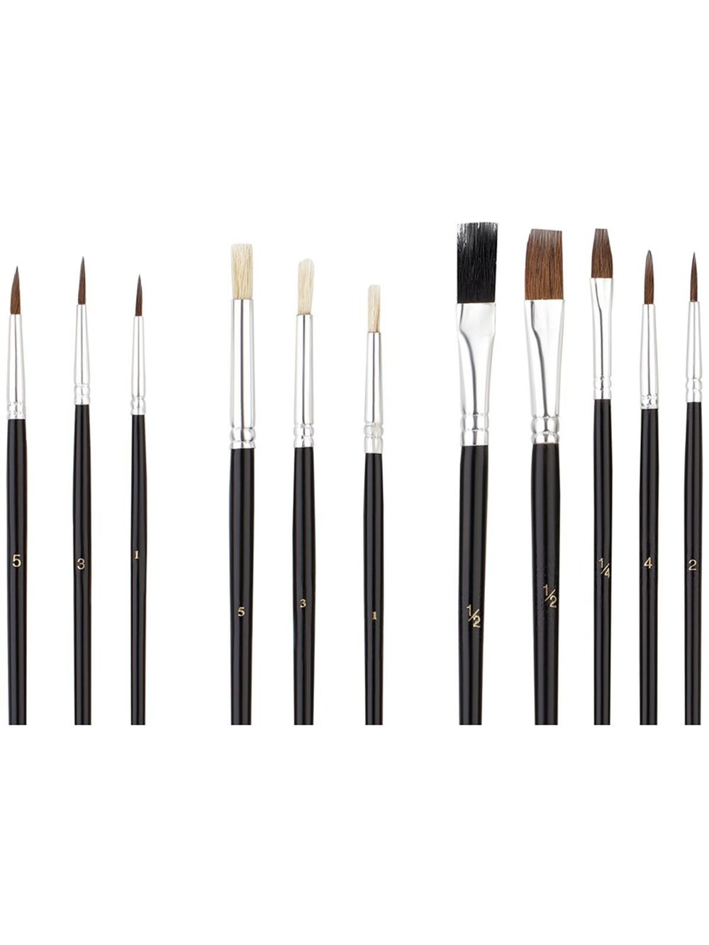 Набор кистей 15шт. пони, щетина, плоские, круглые (SB-3298)