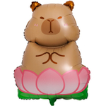 Шар Фольгированный Капибара в лотосе (Коричневый)