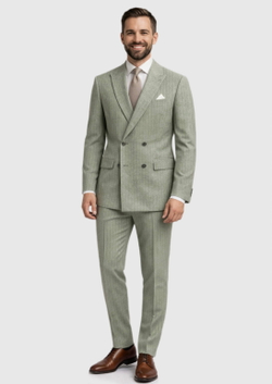 Мужской двубортный костюм (хаки) А111