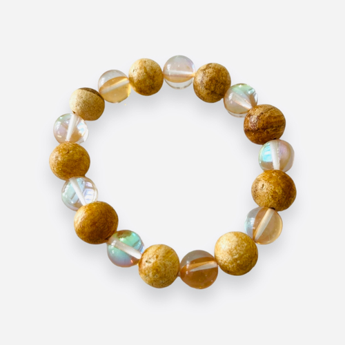 Браслет из пало санто и австрийского хрусталя