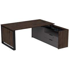 15СОЛД-ШД.2010 Стол рабочий с люч, на опорной двусост тумбе, с ящ, с замком (2060*1768*750)