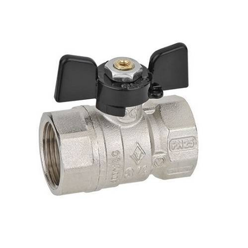 Кран шаровой Bugatti Arizona 602 - 1/2" (ВР/ВР, PN40, Tmax 120°C, ручка-бабочка черная)