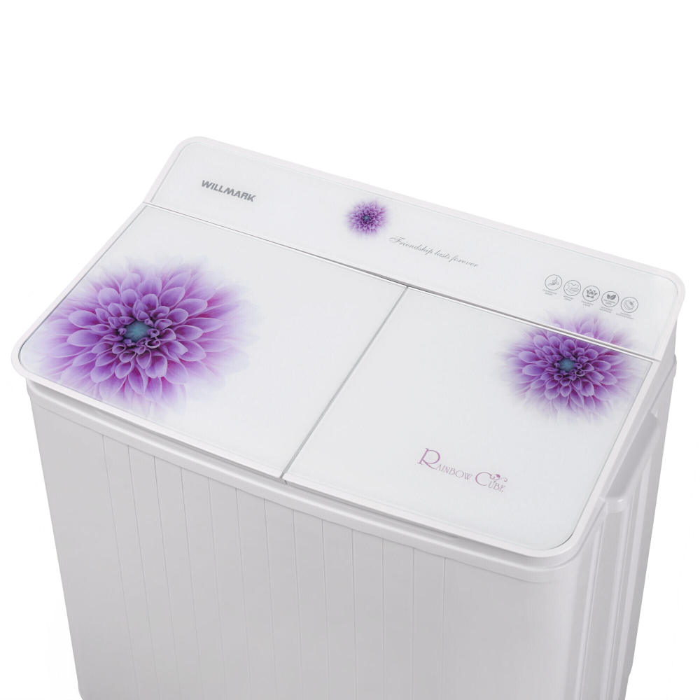 Стиральная машина WILLMARK WMS-50G (Белое стекло, фиолетовые цветы)