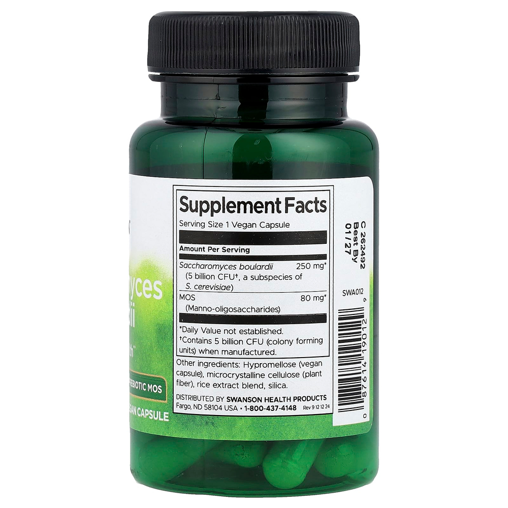 Swanson, сахаромицеты Буларди с пребиотиком МОС, 30 веганских капсул