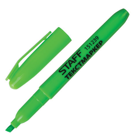 Текстовыделитель STAFF "Basic", ЗЕЛЕНЫЙ, линия 1-3 мм, 151239