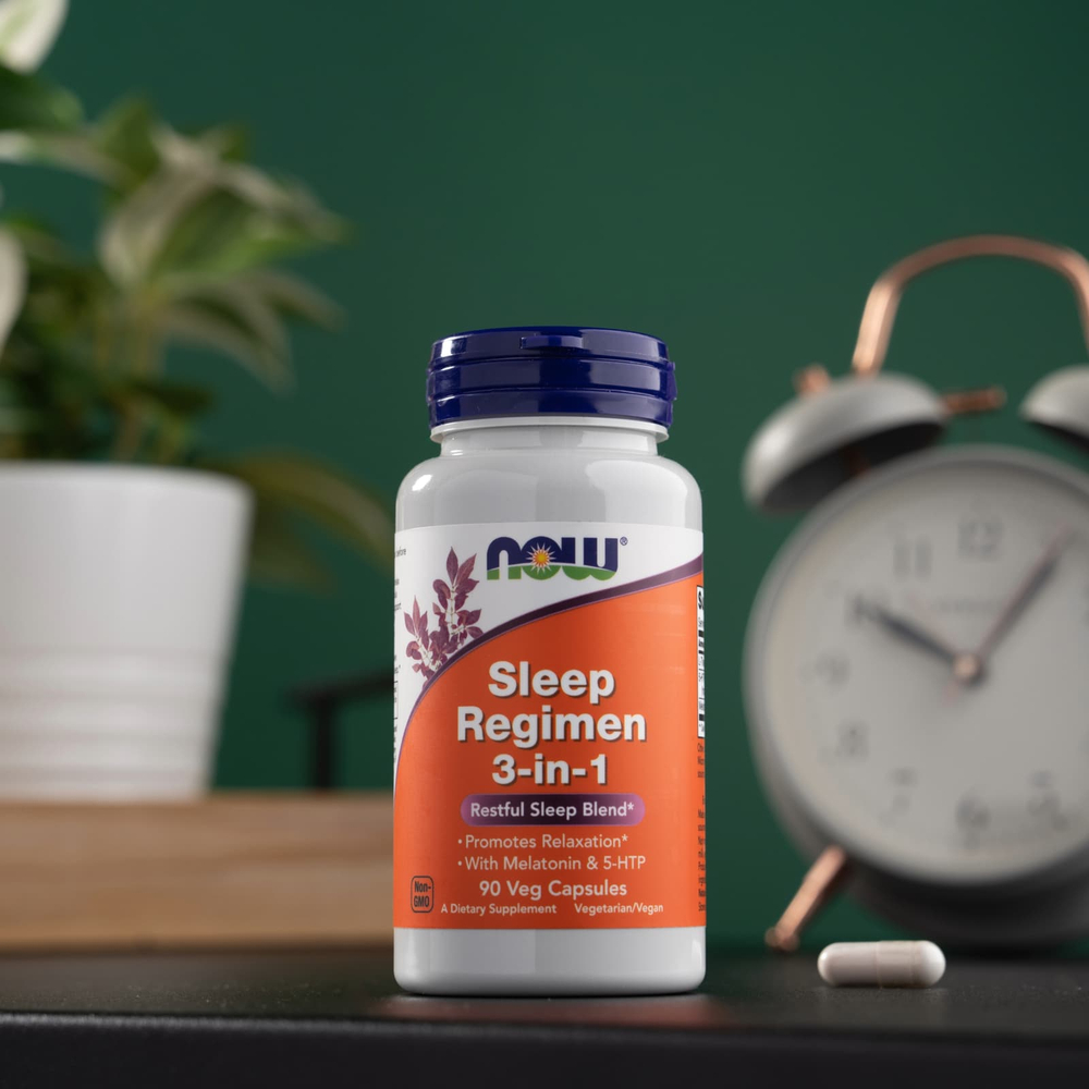 NOW Foods, Режим для сна 3-в-1, 90 растительных капсул