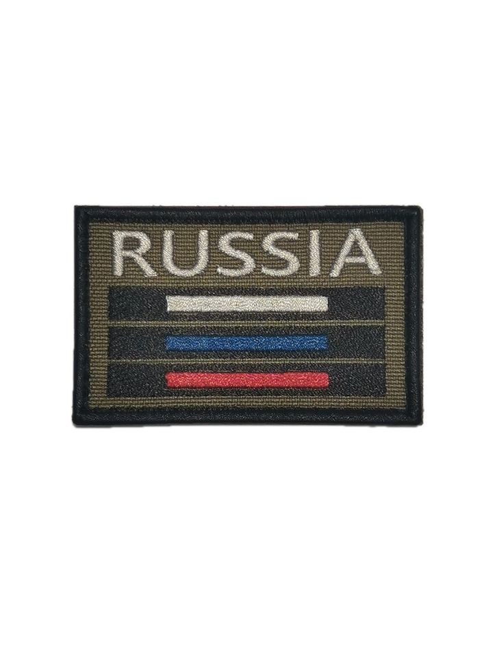 Патч Флаг RUSSIA полевой олива