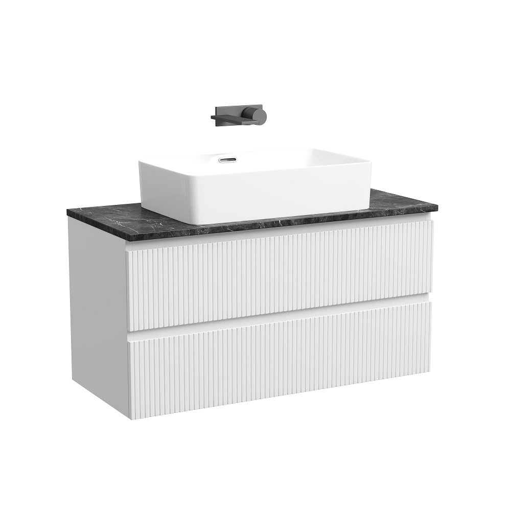 Тумба подвесная Sancos Snob T, Bianco 995х445х500, под столешницу без отверстия под смеситель, цвет Black Sky