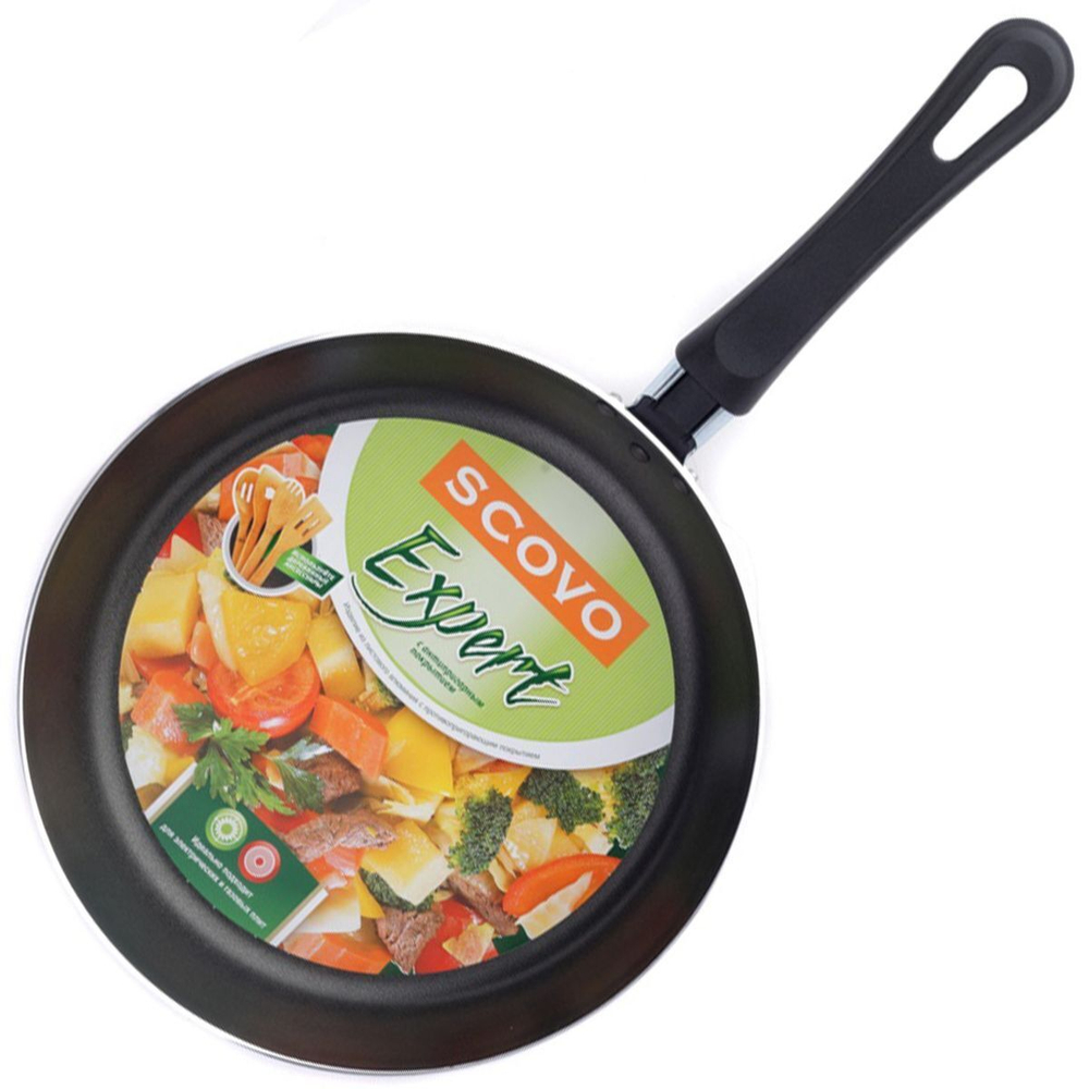 Сковорода алюминий, 22 см, антипригарное покрытие, Scovo, Expert, СЭ-027, с крышкой