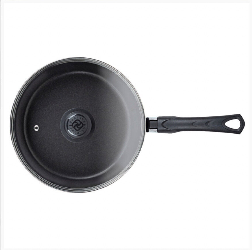 Сотейник со стеклянной крышкой, диаметр 24 см с антипригарным покрытием, алюминий