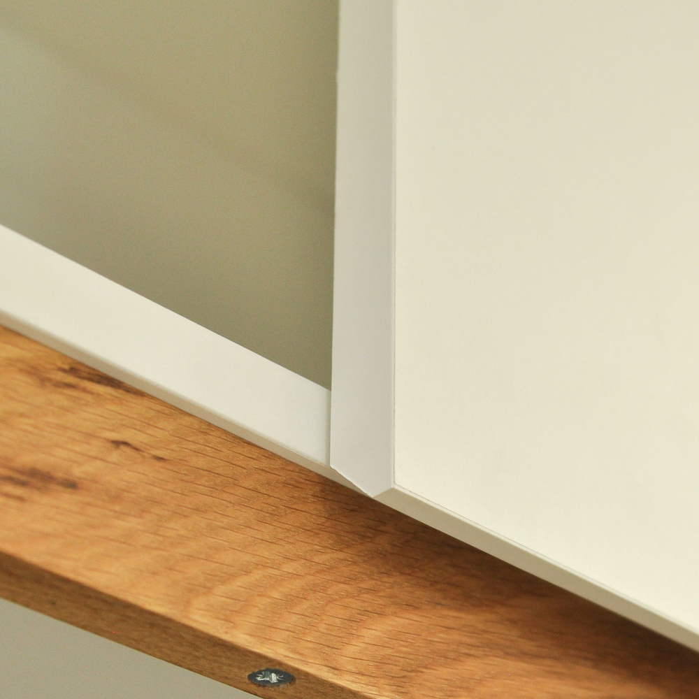 Навесной кухонный шкаф для посуды 80х32х75 Валенсия 2 двери с дубовой панелью / кухонный модуль с полкой / белый, массив дуба