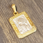 Нательная именная икона святой Борис с позолотой медальон кулон
