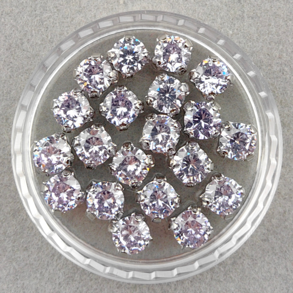 Фианиты шатоны в оправах, Lavender/Rhodium