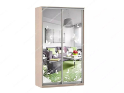 Шкаф купе Модерн 1190х600 2-х дверный зеркальный с пескоструем №4 ясень