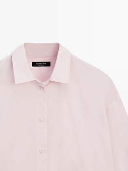 Massimo Dutti Рубашка из смеси поплина и хлопка, розовый