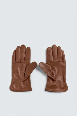 ZARA КОЖАНЫЕ ПЕРЧАТКИ, КОРИЧНЕВЫЙ