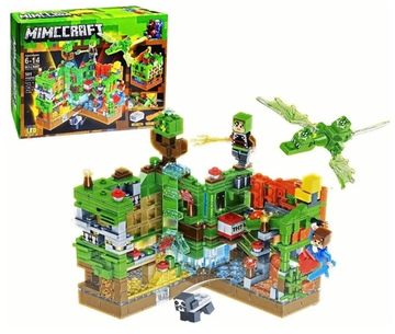 Конструктор Майнкрафт "Сражение за зеленую крепость светящийся" с LED-подсветкой, 501 деталь