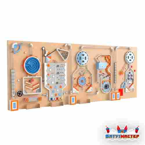 Детская интерактивная стена «Технопоток», с шариковыми треками и механическими модулями