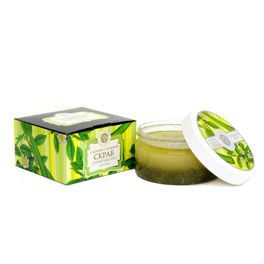 Скраб сахарно-соляной Зеленый чай и алоэ, 270 г (4,67 б)
