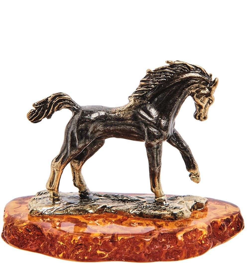 AM-3032 Фигурка «Лошадь Мустанг» (латунь, янтарь)