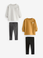 Лонгслив и легинсы в комплекте для мальчика Next B54-393, 2 шт., Серый, Горчичный