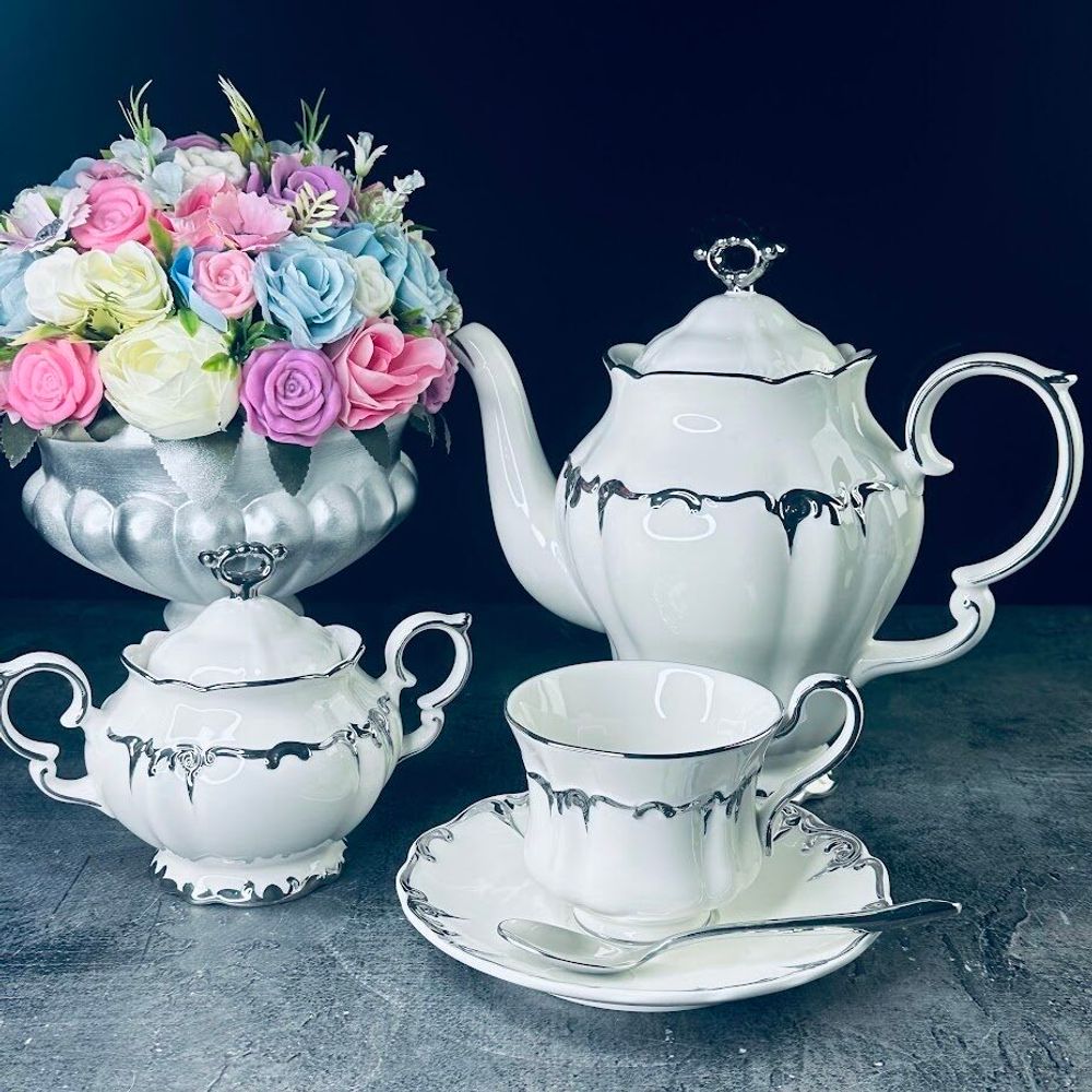 Lenardi 666-384 Чайный сервиз 16пр. 230 мл ARGENTO в под.уп.(х2)Фарфор