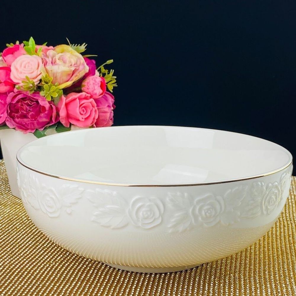 Lenardi 109-151 Салатник 23см БЕЛАЯ РОЗА в под.уп.(х12)Фарфор