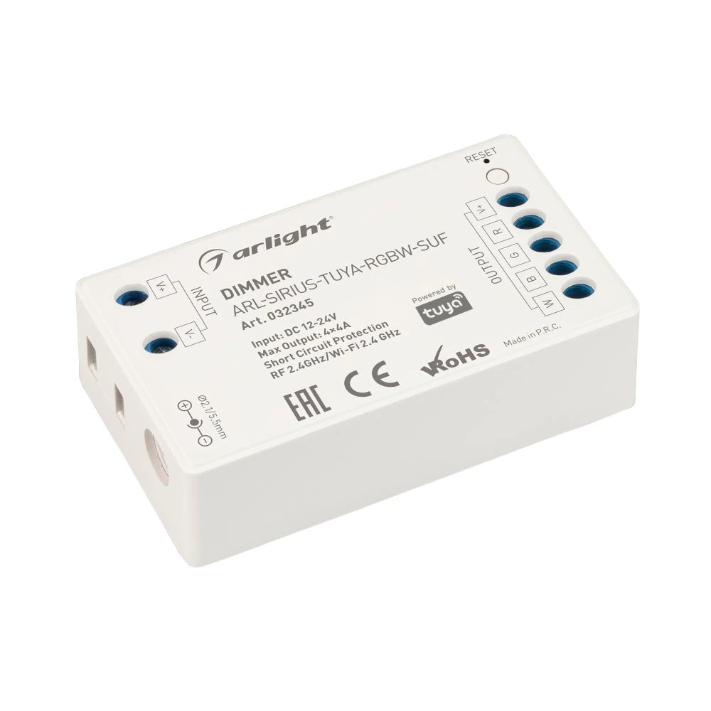 Диммер ARL-SIRIUS-TUYA-RGBW-SUF (12-24V, 4x4A, 2.4G) (Arlight, IP20 Пластик, 3 года) 032345