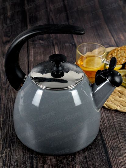 Чайник 2,5 л. эмалированный со свистком Kamille KM 1040C с черной бакелитовой ручкой
