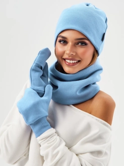 Комплект с начесом: снуд, варежки, шапка