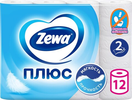 ZEWA Plus 12 шт. двухслойная бумага туалетная