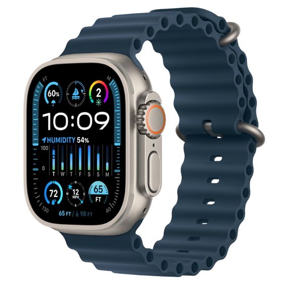 Часы Apple Watch Ultra 2 GPS + Cellular 49 мм, титановый корпус, ремешок Ocean Темно-синего цвета