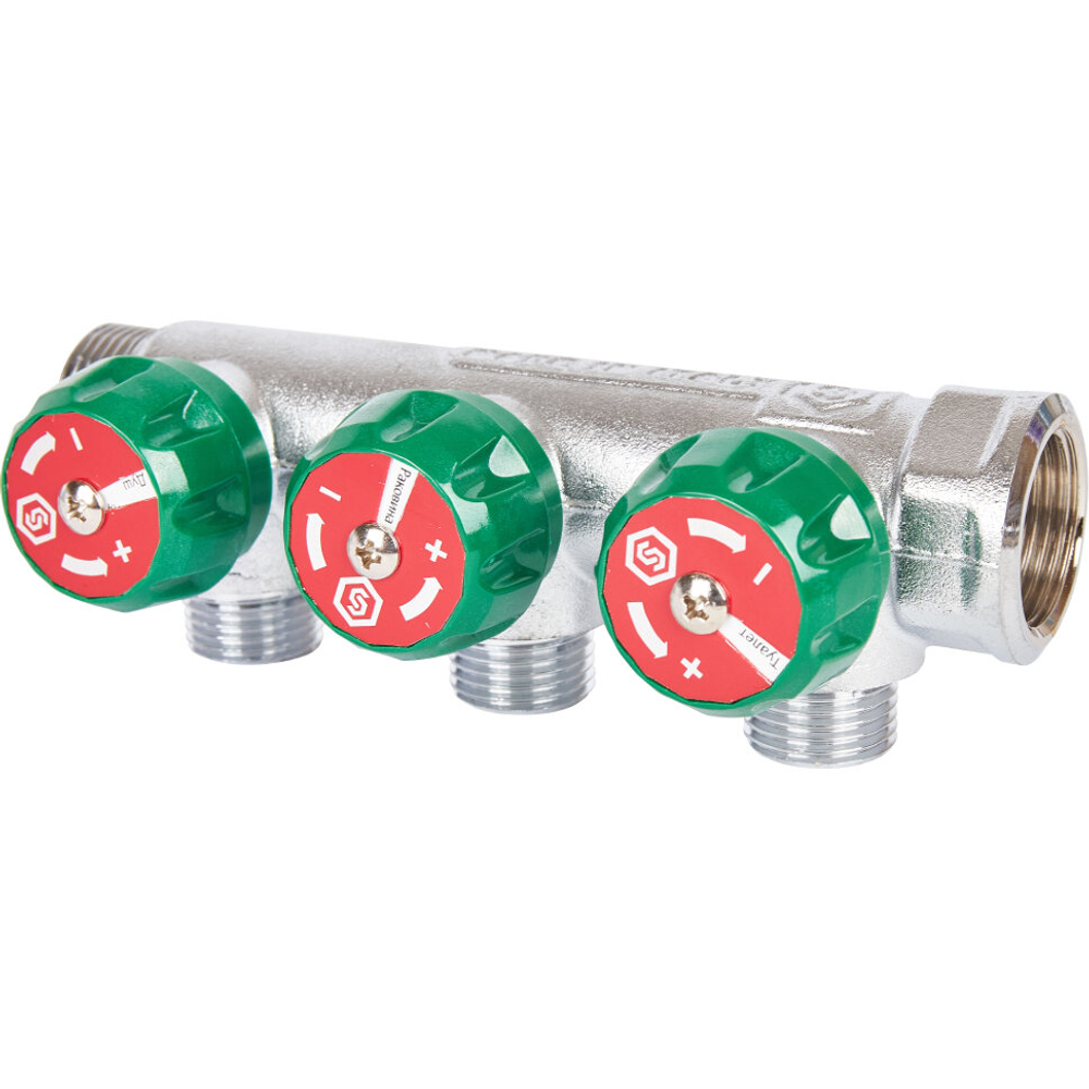 SMB-6850-341203 STOUT Коллектор регулирующий 3/4", 3 отвода 1/2"