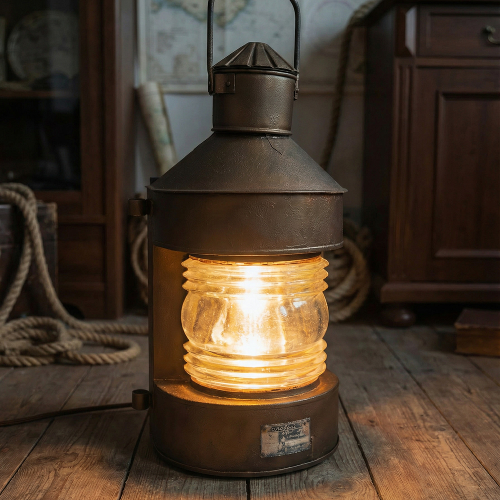 Большой напольный светильник из корабельного топового фонаря «Топовый ТС», Ленинград, 1970 год