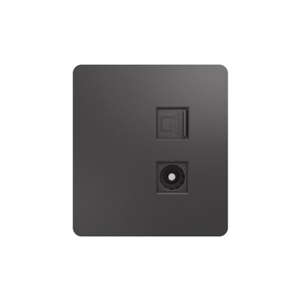 Розетка ROUND компьютерная RJ45 кат6 + TV с/у титан KRANZ